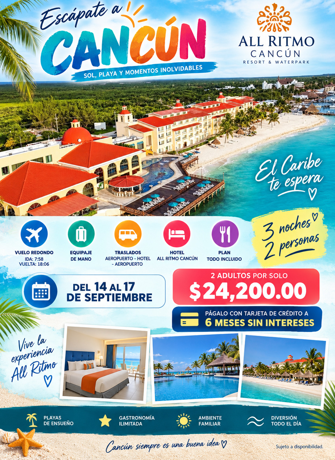 Cancun 14 al 17 de septiembre a meses sin intereses